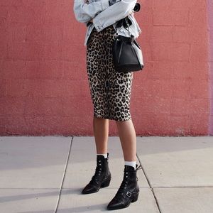 All Saints Alie Leppo Leopard Pencil Skirt US 4
